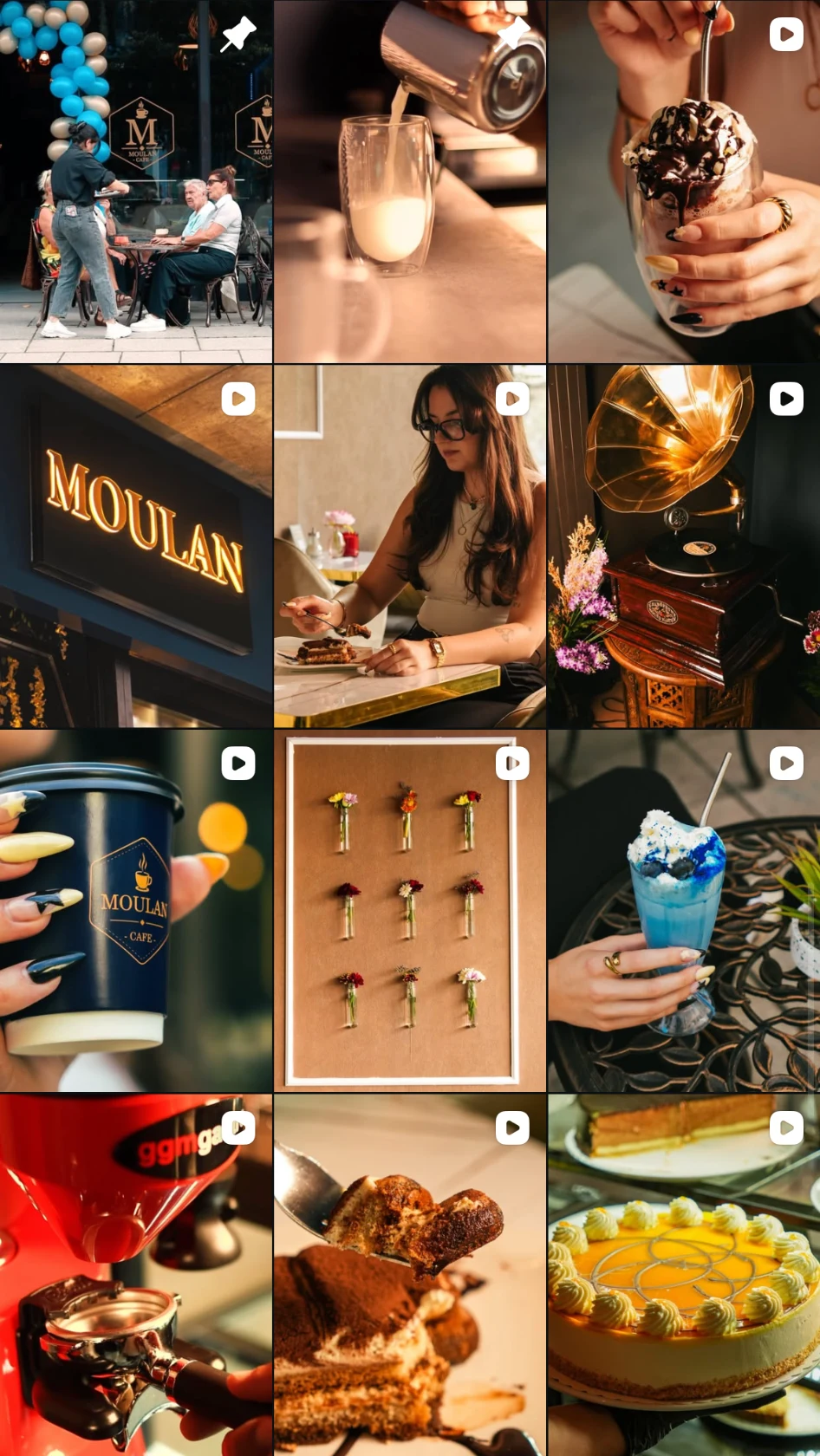 Instagram-Feed von Moulan Café nach der visuellen Überarbeitung