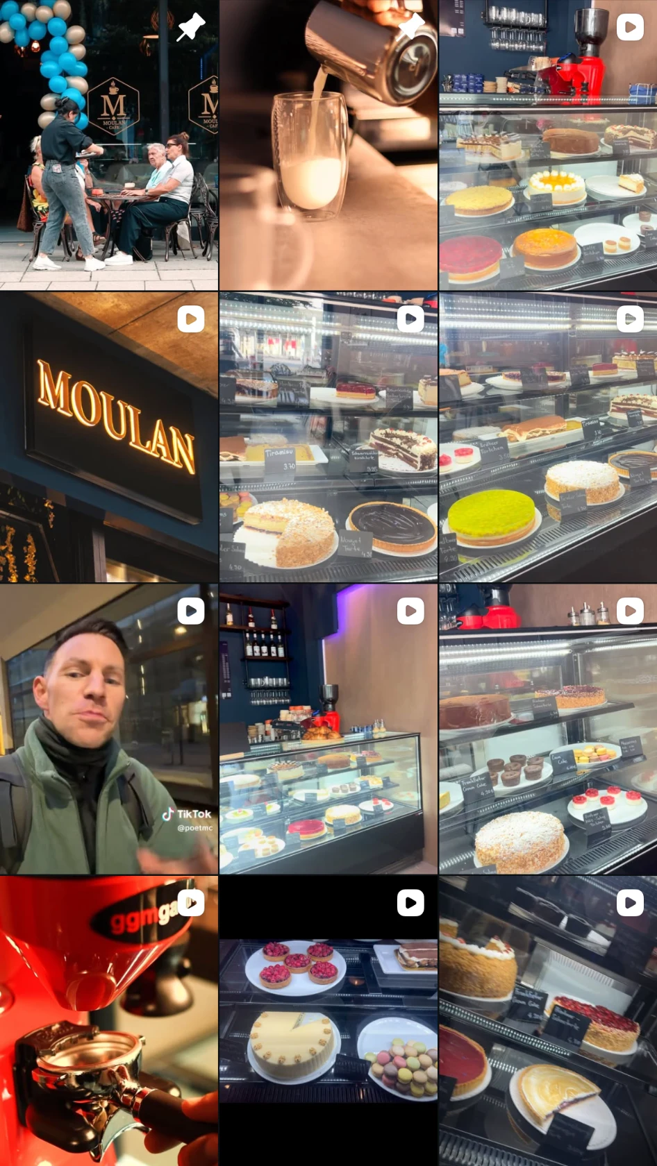 Instagram-Feed von Moulan Café vor der visuellen Überarbeitung